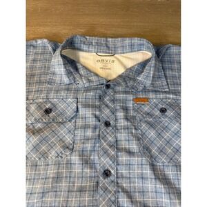 Orvis Classic Collection Mens Blue Plaid Short Sleeve Button Down Shirt XXL